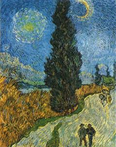 Vincent Van Gogh Road with Cypress and Star Spain oil painting art